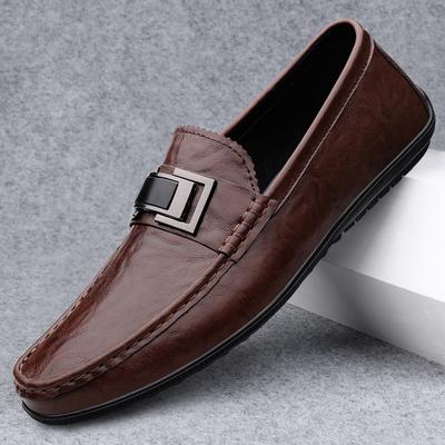 New Men's Flats Genuine Leathe Men All-match Casual Shoes High Quality Mens Comfortable Loafers Mens Slip On Walking Footwear
