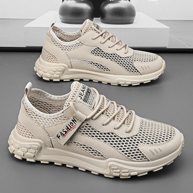 Men's shoes 2024 summer hollow breathable mesh shoes low-top young students running fashion trend casual sports shoes