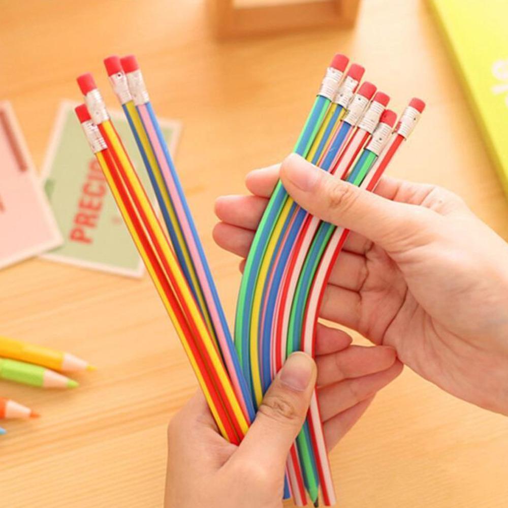 5 Piece Colorful Magic Bendy Flexible Soft Pencil With Eraser Stationery Kids Student Colored School Office Supplies