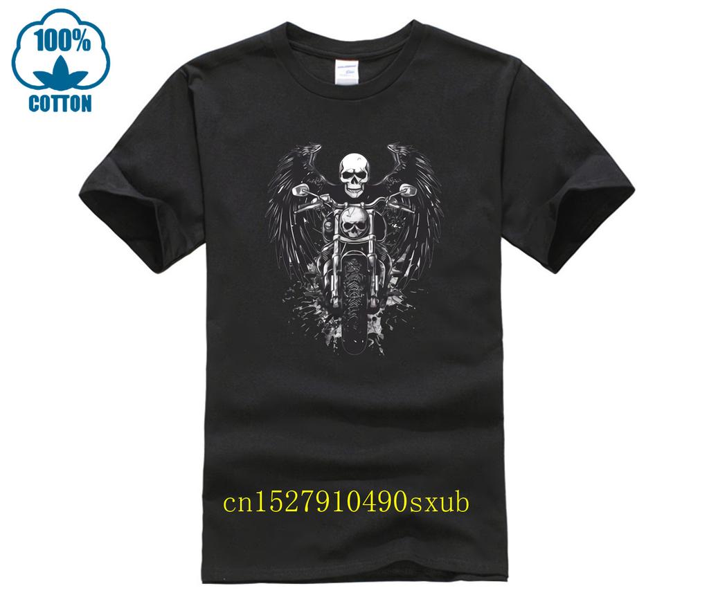 Mens Motorcycle Tshirt With Skull Winged Angel Of Death Mens Tshirt