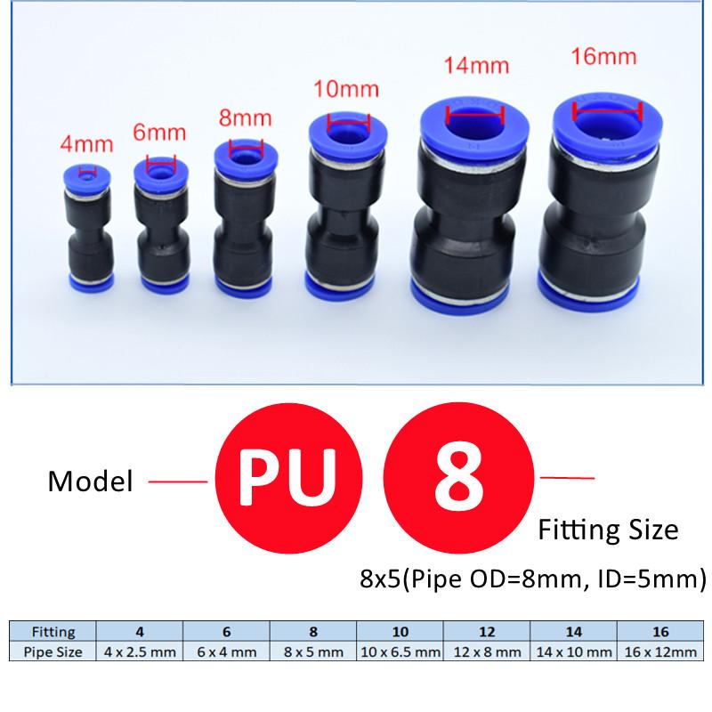 Pneumatic Fitting Pipe Connector Tube Air Quick Fittings Water Push In Hose Couping 4mm 6mm 8mm 10mm 12mm 14mm PU PY PK PE PV SA