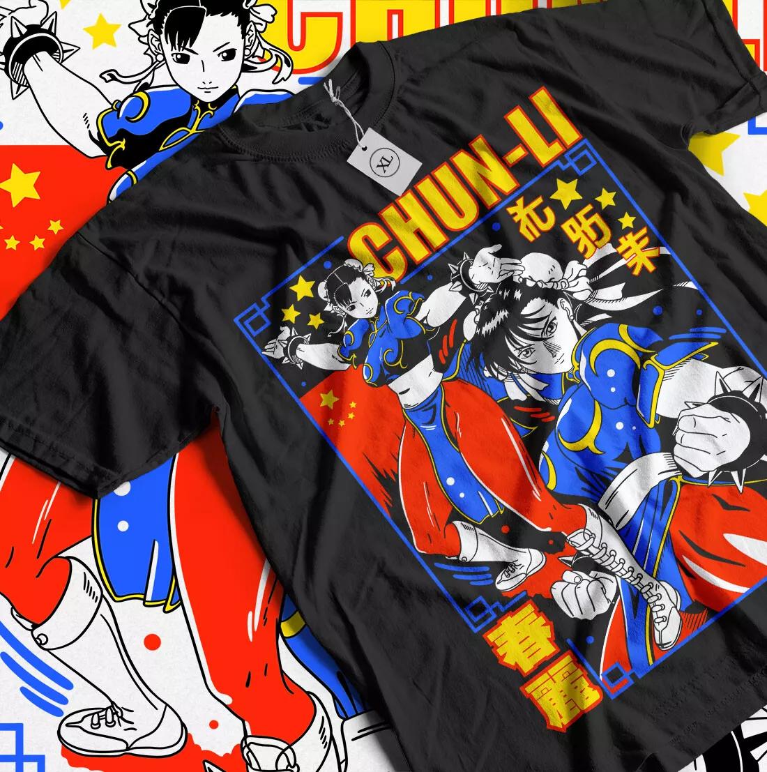 

Chun Li T-shirt Street Fighter vs King Of Fighters Snk Anime Gift Shirt All Size XL