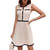 This Spring and Summer Women's Dress Is Elegant and Stylish Featuring A Round-neck Knitted Dress