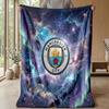 Manchester City Theme Blanket Soft Flannel Blanket Plush Throw Blanket Cozy Sofa Bed Blanket for Home Decor