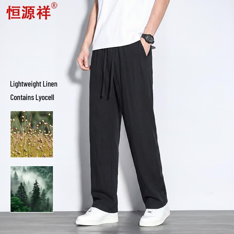 Men s Lightweight Tencel Linen Casual Trousers 3XL