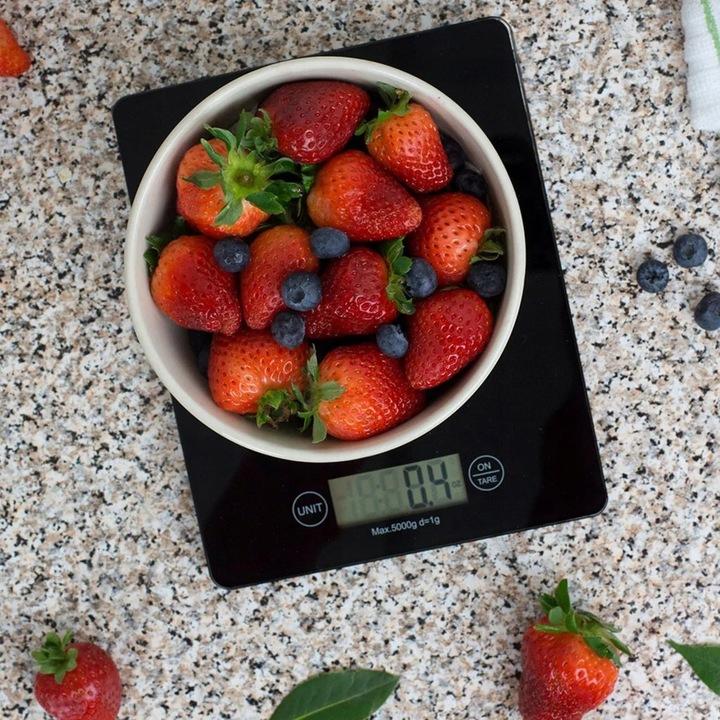 Waga Kuchenna Elektroniczna Lcd Do 5Kg Od 1G Szklana Czarna Domowa Płaska
