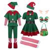 Boys Girls New Christmas Santa Claus Costume Green Elf Cosplay Family Carnival Party Halloween Fancy Dress Clothes Set