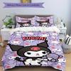 3pcs Sanrio Kuromi Quilt Cover Set (1 Quilt Cover + 2 Pillowcases Without Pillow Core), High-Definition Printing for Home and Dormitory.S075