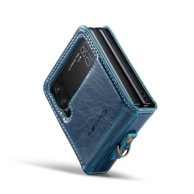

Для Galaxy Flip4 Anti-Drop Аксессуары для телефонов Кожаный чехол для Samsung Galaxy Z Flip4 Flip 4 5g Zflip4 Anti-Dust Business Cover for Samsung Z Flip 4 синий