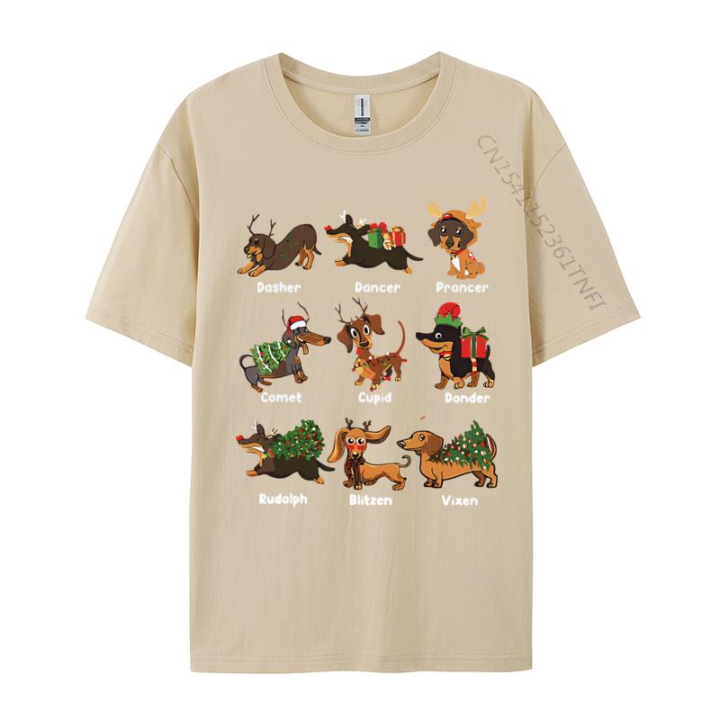 Christmas Deer Dachshund Xmas Tshirt Fitness Top Tshirts Cotton Tops Shirts for Unisex Xs Graphic T Shirts
