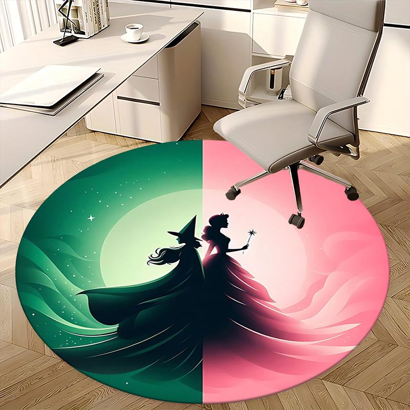 Hexen-Silhouette, Prinzessin Zauberstab Stuhlmatte Runder Teppich Büroteppich, Rutschfest, Geeignet für Wohnzimmer, Schlafzimmer, Dekor1205896a