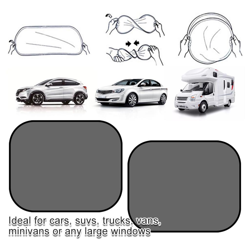 2 Pcs Car Window Shades High Quality Mesh Foldable Sun Shade Auto Window Protector Accessories Block Sun Heat for People