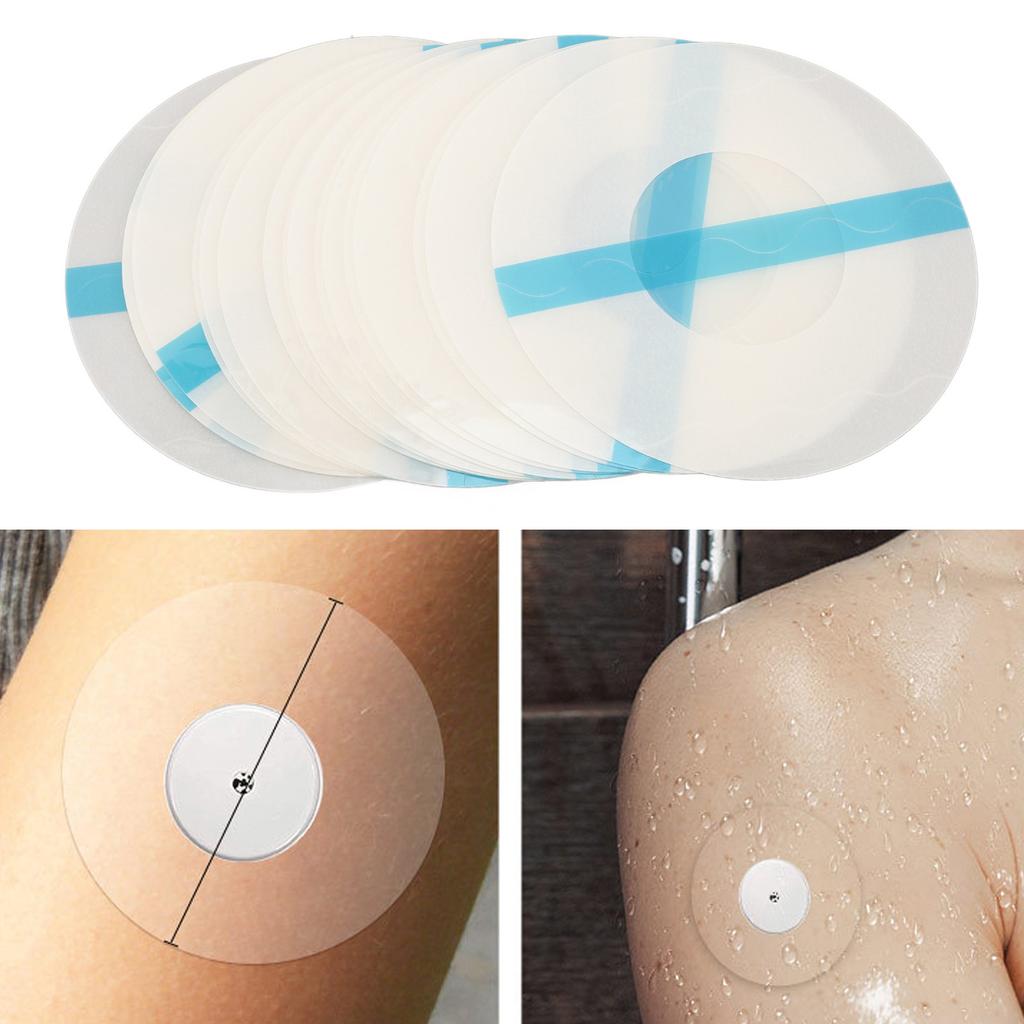 20 Stück Sensorabdeckung Klebend Wasserabweisend Transparent Blauer Streifen 9cm Durchmesser Runde Form Sensoraufkleber