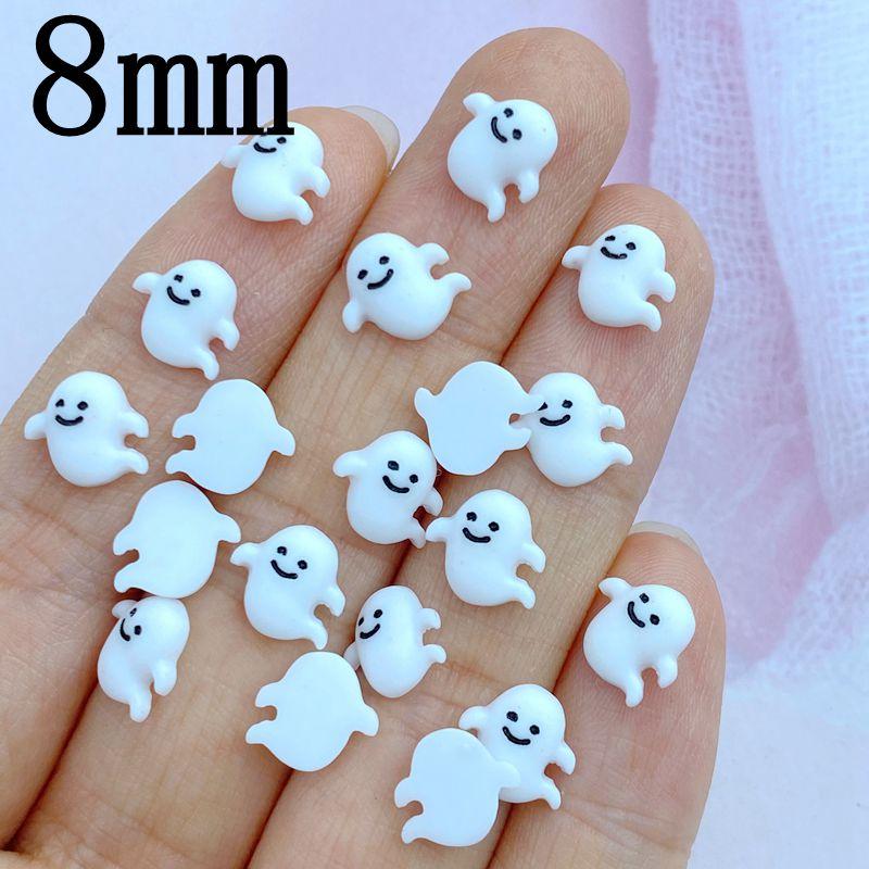 

50Pcs New Cute Resin 8mm Mini white ghost Series Flat Back Manicure Parts Embellishments For Hair Bows Accessories