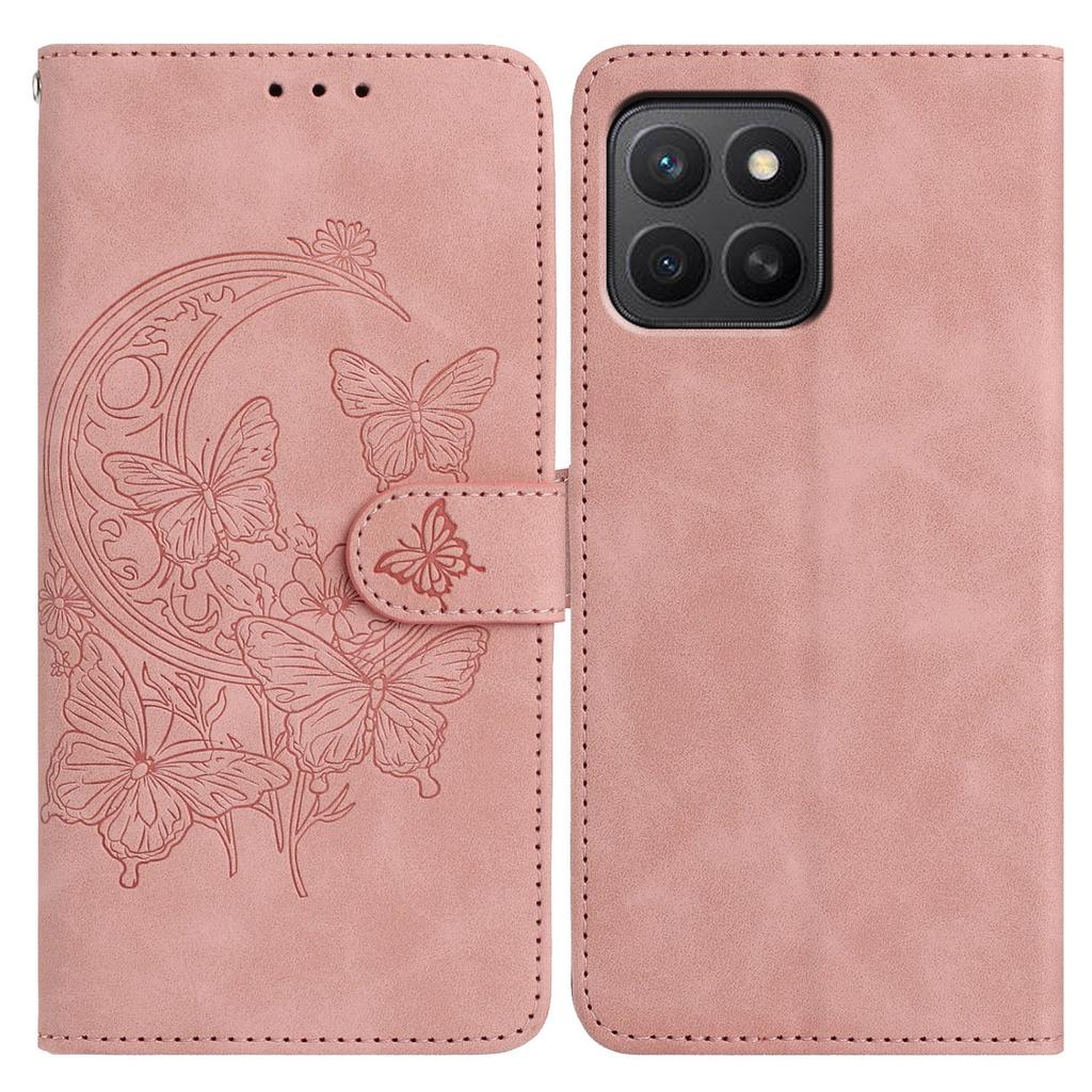 For Honor X8c 4G/X8b 4G Case Butterfly Flower Imprinted PU Leather Wallet Stand Phone Cover