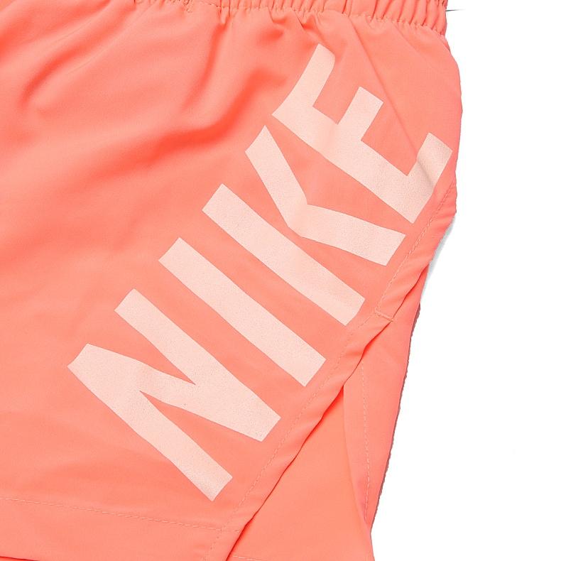 Nike Letter Print Breathable Sports Shorts With Back Zipper Pocket Women Shorts Orange Pink AH6089-827