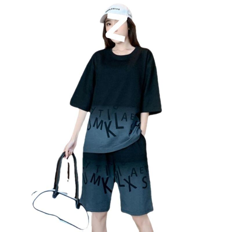 Plus Size Sportswear Suit Women's Summer Fashion Loose Short-sleeved Shorts Two-piece Set