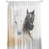 Black White Horse Watercolor Painting Tulle Sheer Window Curtains for Living Room Kitchen Children Bedroom Voile Hanging Curtain
