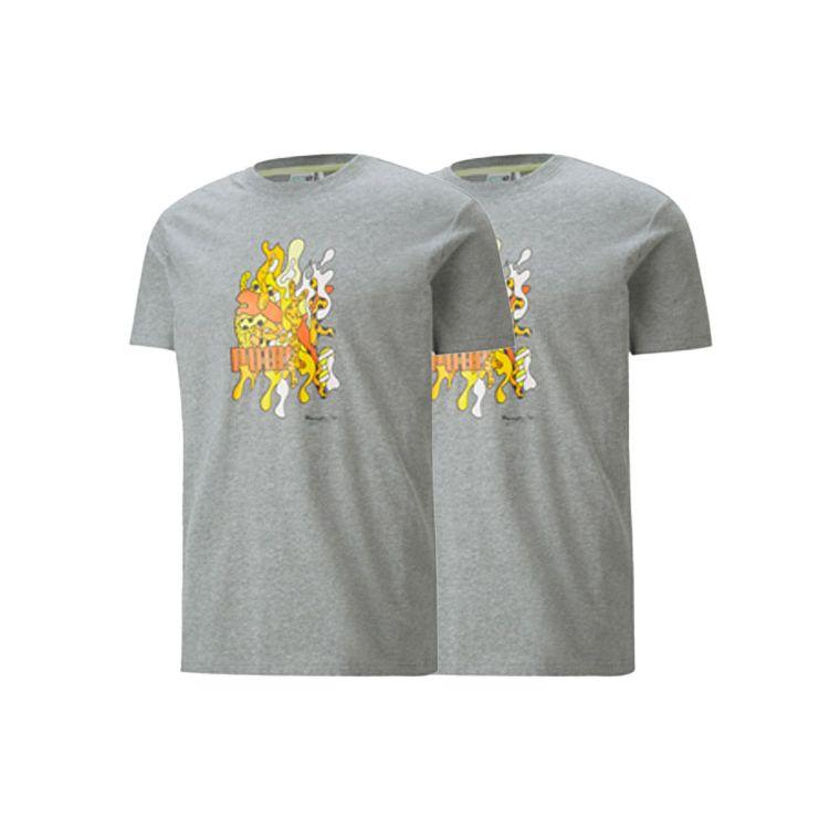 Puma X Britto Fun Print Sports Crew Neck Short Sleeve T-Shirt Men Tops Grey 532234-04