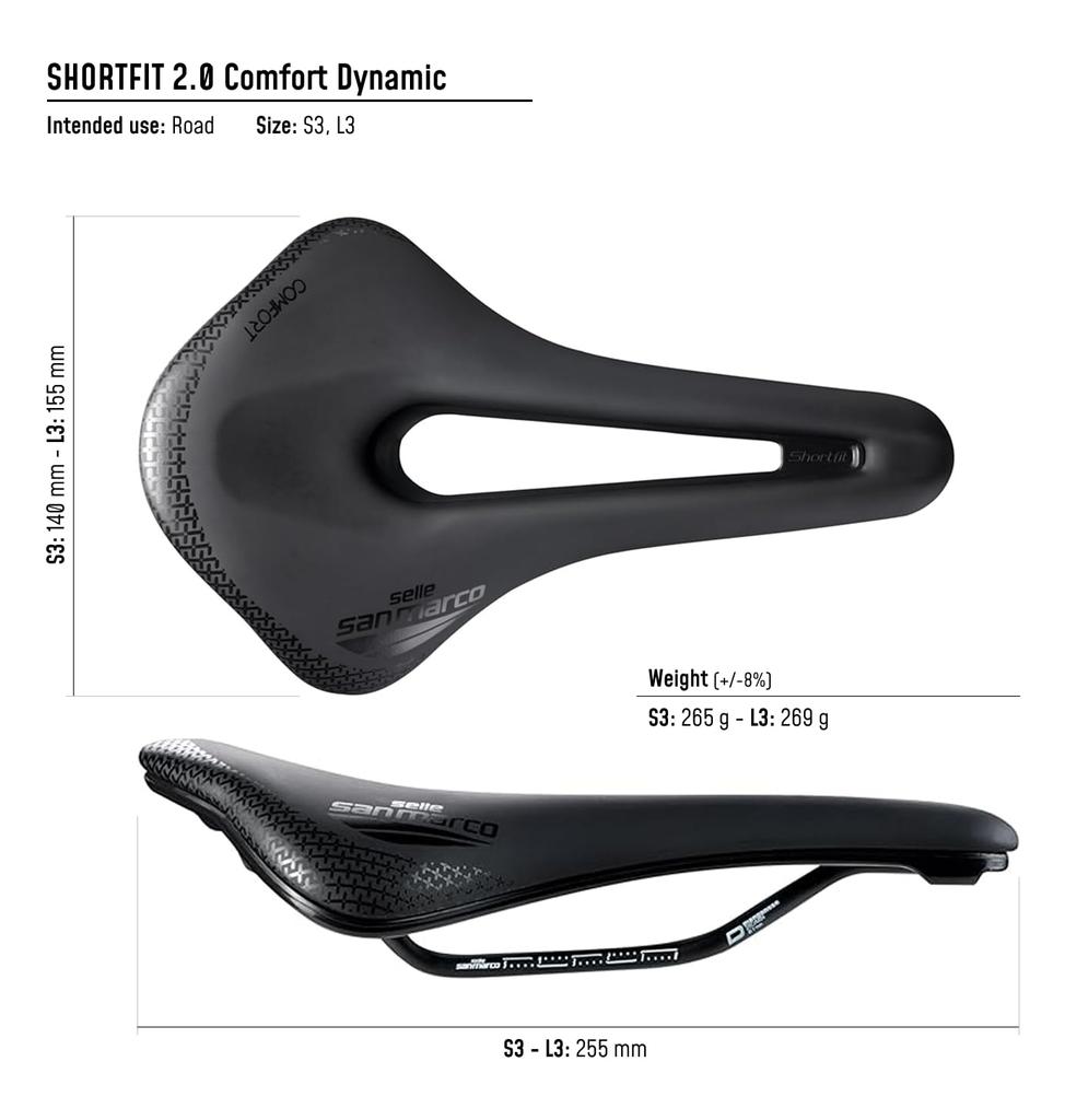 Selle San Marco ShortFit Comfort Open Dynamic Wide Bicycle Size Wide L3 W 155 x L 255 mm 2.0 Saddle, - (291MW701)