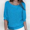 2026 Women's Solid Color Round Neck Knitwear Three-Quarter Sleeve Top