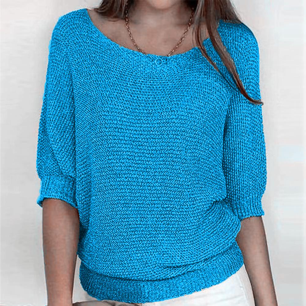 2026 Women's Solid Color Round Neck Knitwear Three-Quarter Sleeve Top