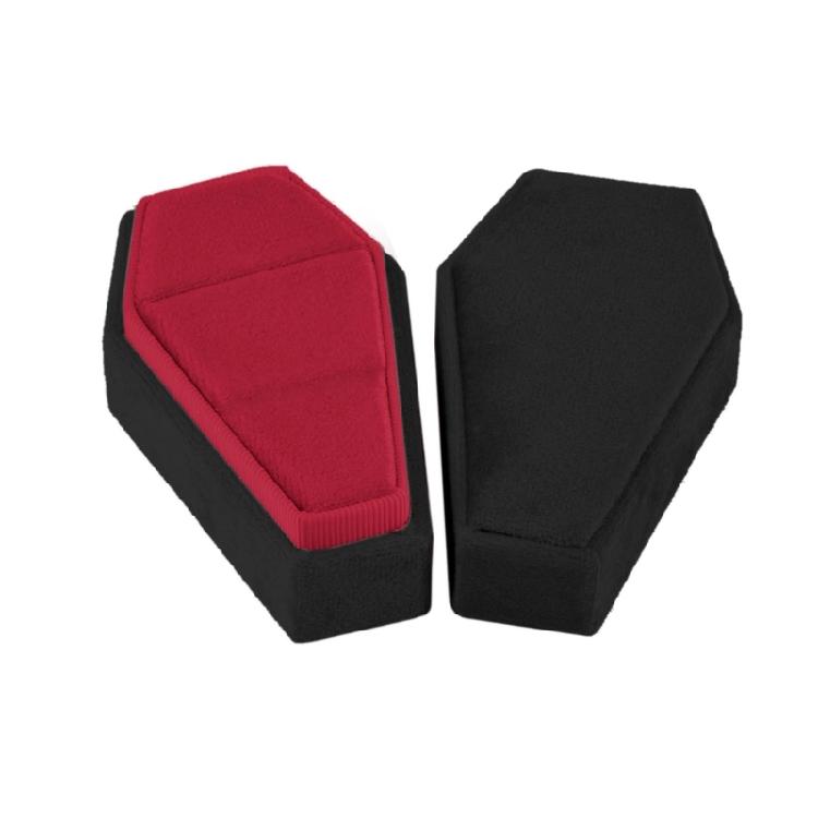 

Velvets Rings Box Chic Jewelry Container Coffin Shaped Rings Box for Wedding Ceremony Halloween Party Decoration 1