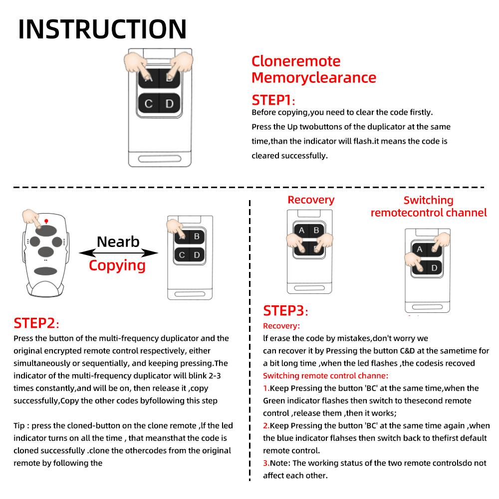 300-915Mhz Copy Code Clone Remote Control RF Duplicator for Automatic Door Garage Retractable Door Electric Door
