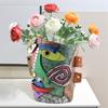 Vibrant Abstract Face Pot Handcrafted Art Piece Drainage Hole Included Anti Fade Suitable For Indoor And Outdoor Spaces