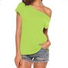 Women's Summer Off-Shoulder Slimming One-Word Collar Short-Sleeve Milk Silk T-Shirt
