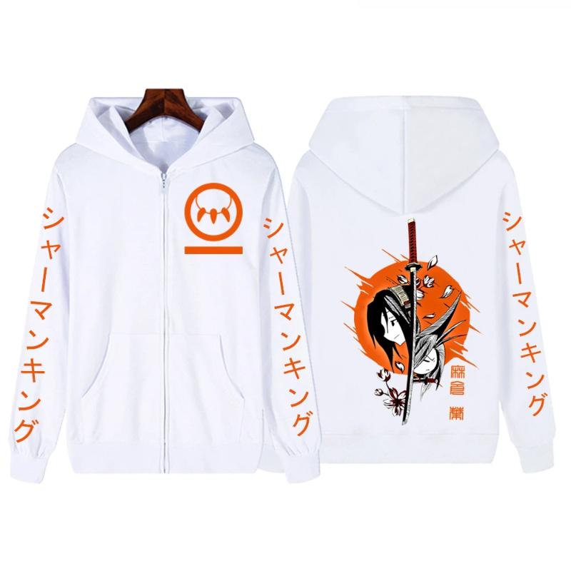 Anime Shaman King Yoh Asakura Zipper Hoodies Coat Cosplay Loog Sleeve Gift Clothes Student Men Women zipper jacket coats