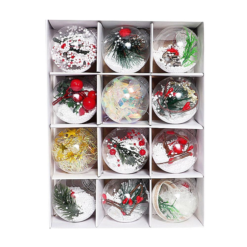 12pcs 6cm Transparent Christmas Balls PET Merry Christmas Tree Decor  Hotel Office Decor
