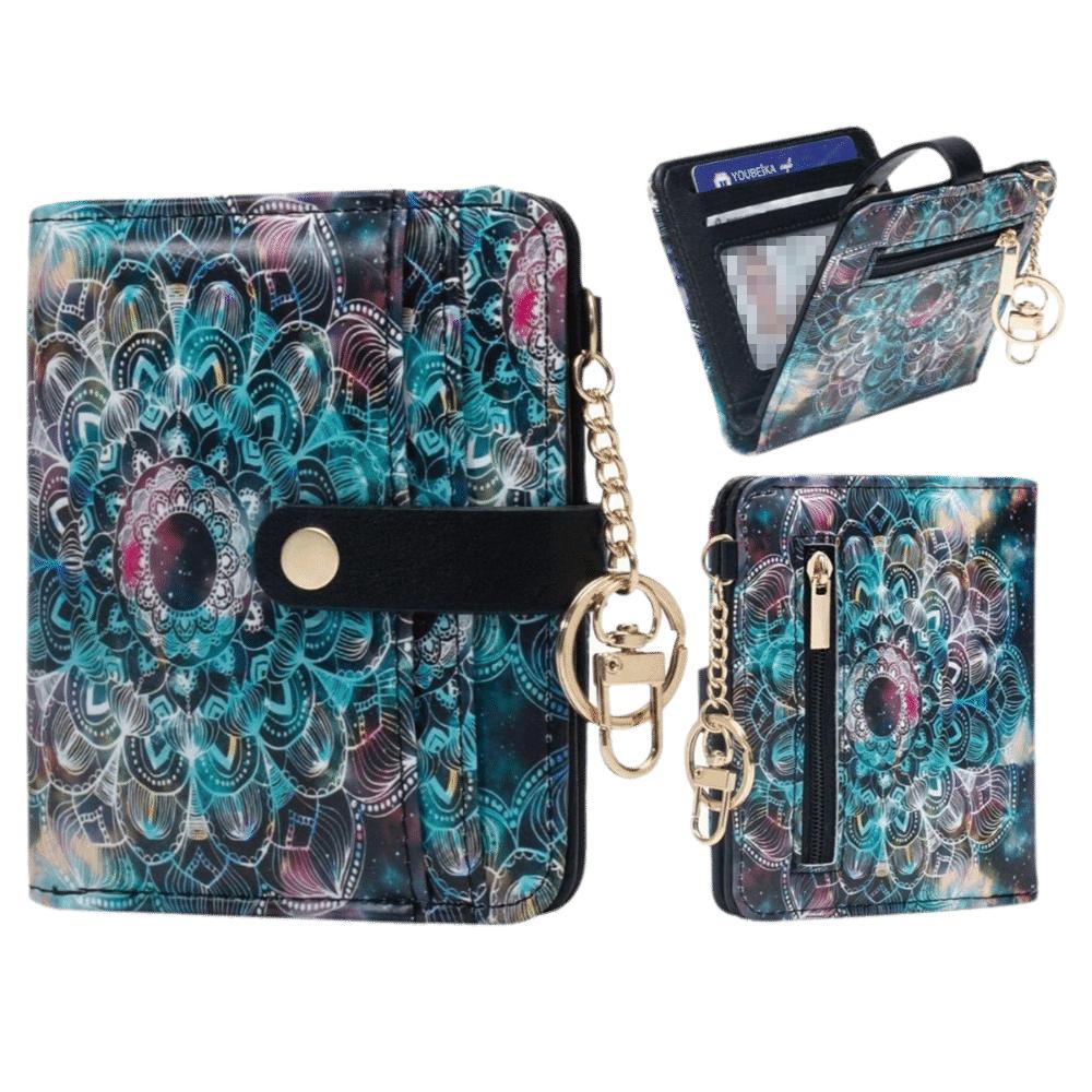 Cute RFID Card Holder PU Leather Ultra-Thin Coin Bag Compact Black Cat Floral Women Wallet Daily Use