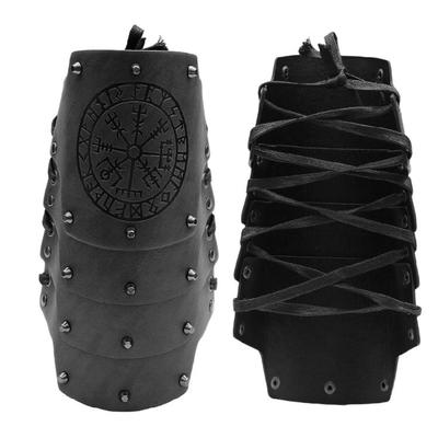 Braune Armschienen, Stulpen, mittelalterliche Totems, Armbänder, Cosplay, Mittelalter