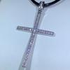 925 Sterling Silver Islamic Cross Necklace White Zircon Glittering Cross Pendant Ladies Religious Jewelry Gift
