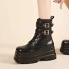 Punk Style Women Shoes Lace-up heel height 9CM Platform Shoes Woman Gothic Ankle Rock Boots Metal Decor Woman Sneakers