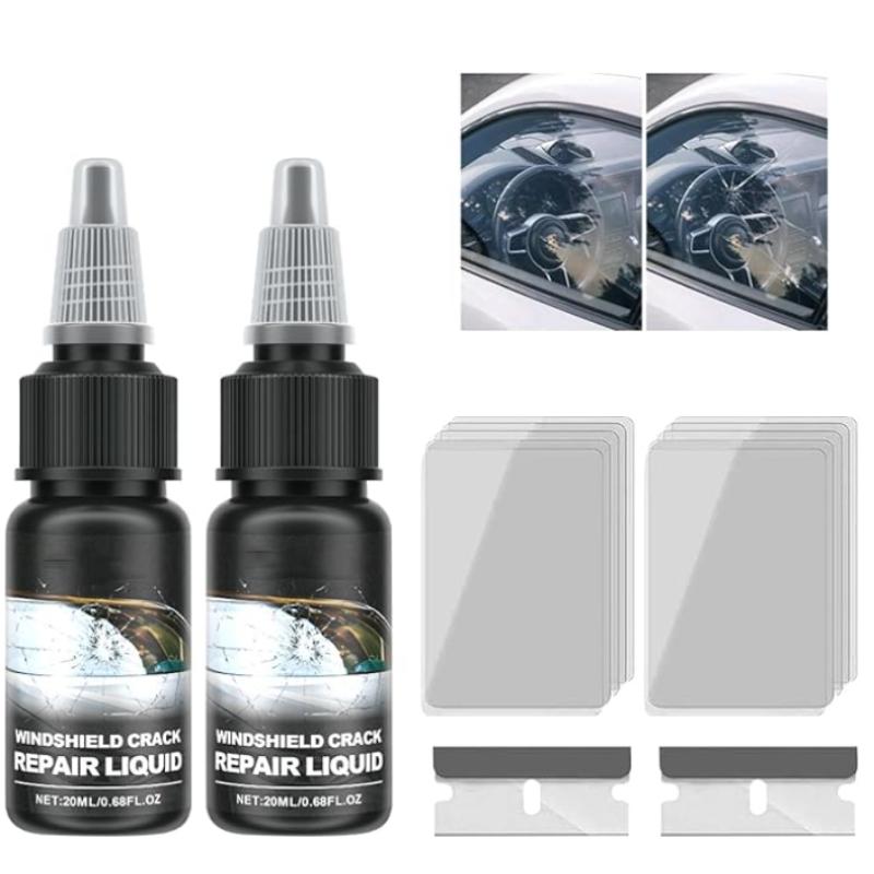 2PCS Upgrade Windshield Crack Repair Kit, 2024 New Windshield Crack Repair Fluid Window Automotive Windscreen Tool, Car Glass Repair Glue Scratch Chip Pack of 2