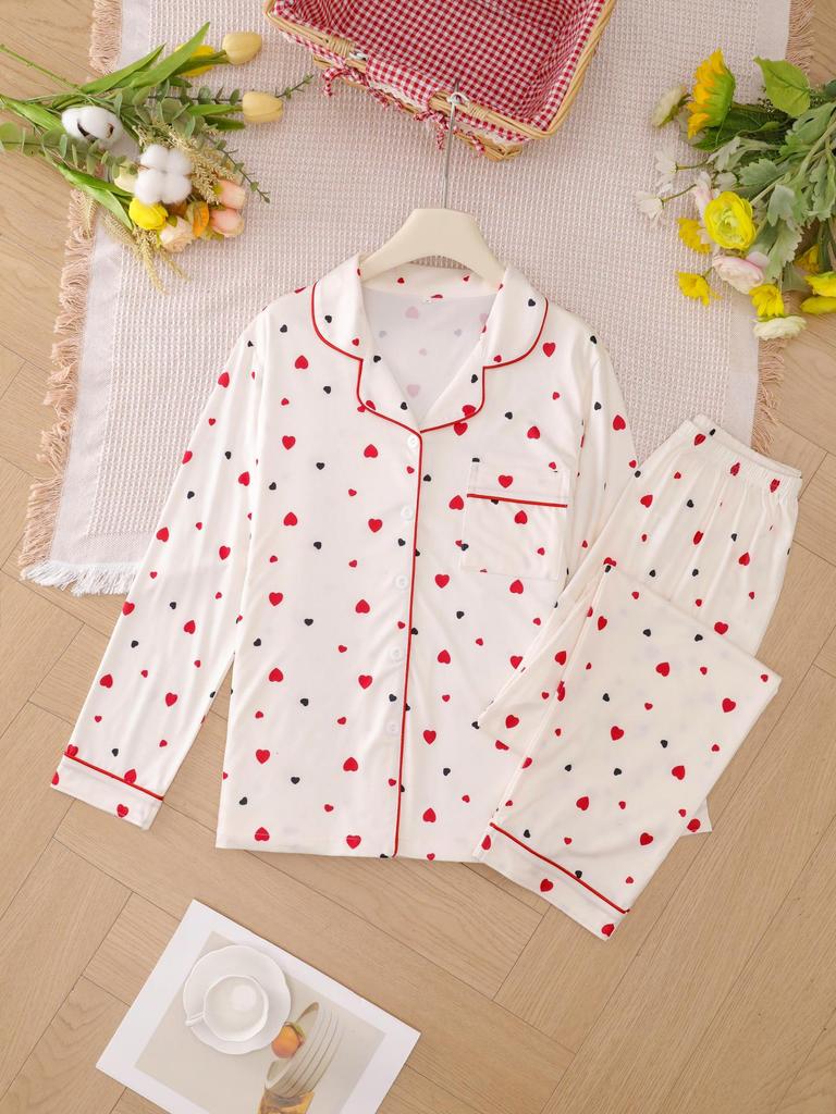 Grensoverschrijdende Nieuwe Stijl Pyjama Set met Lange Mouwen - Comfortabel, Ademend, Casual Kleding met Reverskraag, Geschikt voor Buiten of Thuis