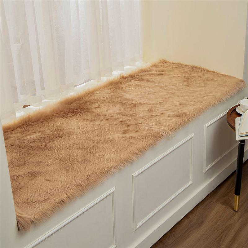 Nordic Faux Wool Plush Window Cushion & Blanket Mat for Bedroom or Balcony