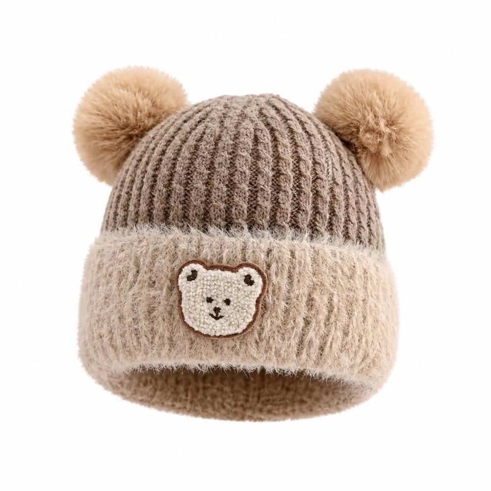 Windproof Ear Protection Cap Cartoon Bear Beanie Hat Cute Knitted Baby Hat  Baby Kid