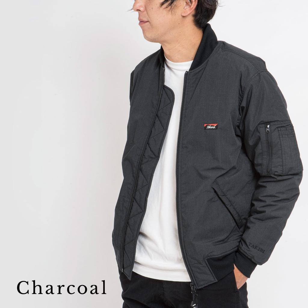 NANGA HINOC DOWN JACKET Custom-Made MA-1 (CHARCOAL, XL)