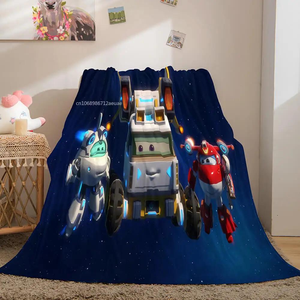 Super Wings Blanket Cartoon Child Flannel Throw Blankets Micro Fleece Cozy Plush Covers for Bed Car and Home Decoration