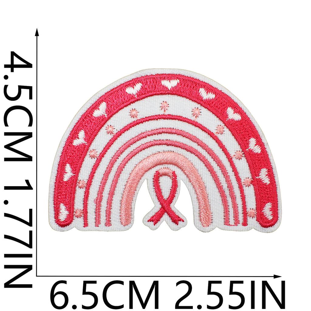 Health Day Embroidery Sticker Caring For Women Zhang Zai Computer Embroidery Label Clothes Bag Decoration Pink Ribbon Patch Sticker