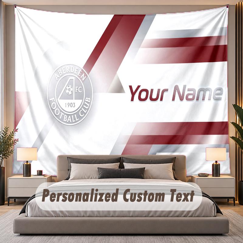 Custom Name Text Tapestry Aberdeen FC Personalized Polyester Wall Tapestry For Bedroom And Room
