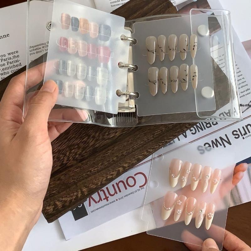 Nagelkunststück Falschnagel Aufbewahrungsbuch Doppelschnalle 3 Löcher Kartenclip Displaytafel DIY Einfaches Album Aufbewahrungsbuch