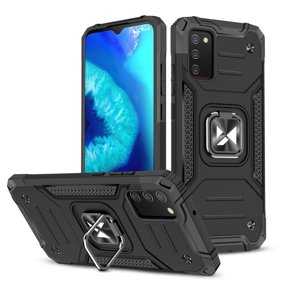 Armored Case Cover + Magnetic Holder Samsung Galaxy A03s Ring Armor Black