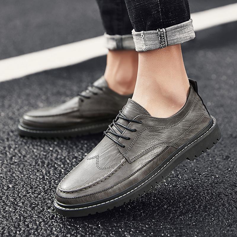 2021 Autumn and Winter New British Black Casual Shoes, Men's Trendy Retro Leather Shoes, Brock Small Leather Shoes for Men