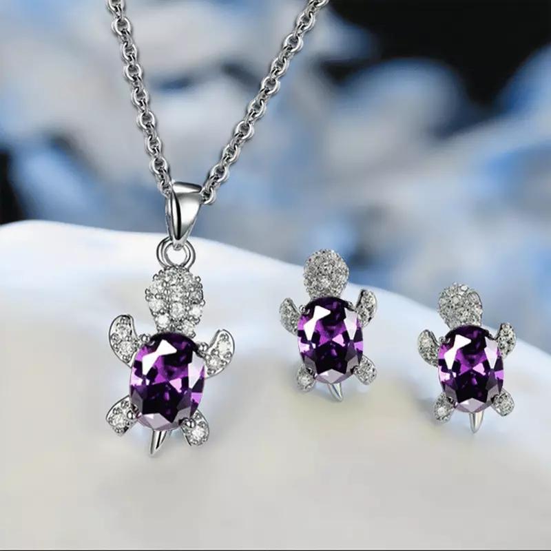 3 Pieces Punk Style Minority Design Fashion Turtle Earring Necklace Set Animal Jewelry Series