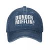 Classic Dunder Mifflin Logo Baseball Caps Men Women Distressed Denim Washed Sun Cap The Office Travel Adjustable Hats Cap