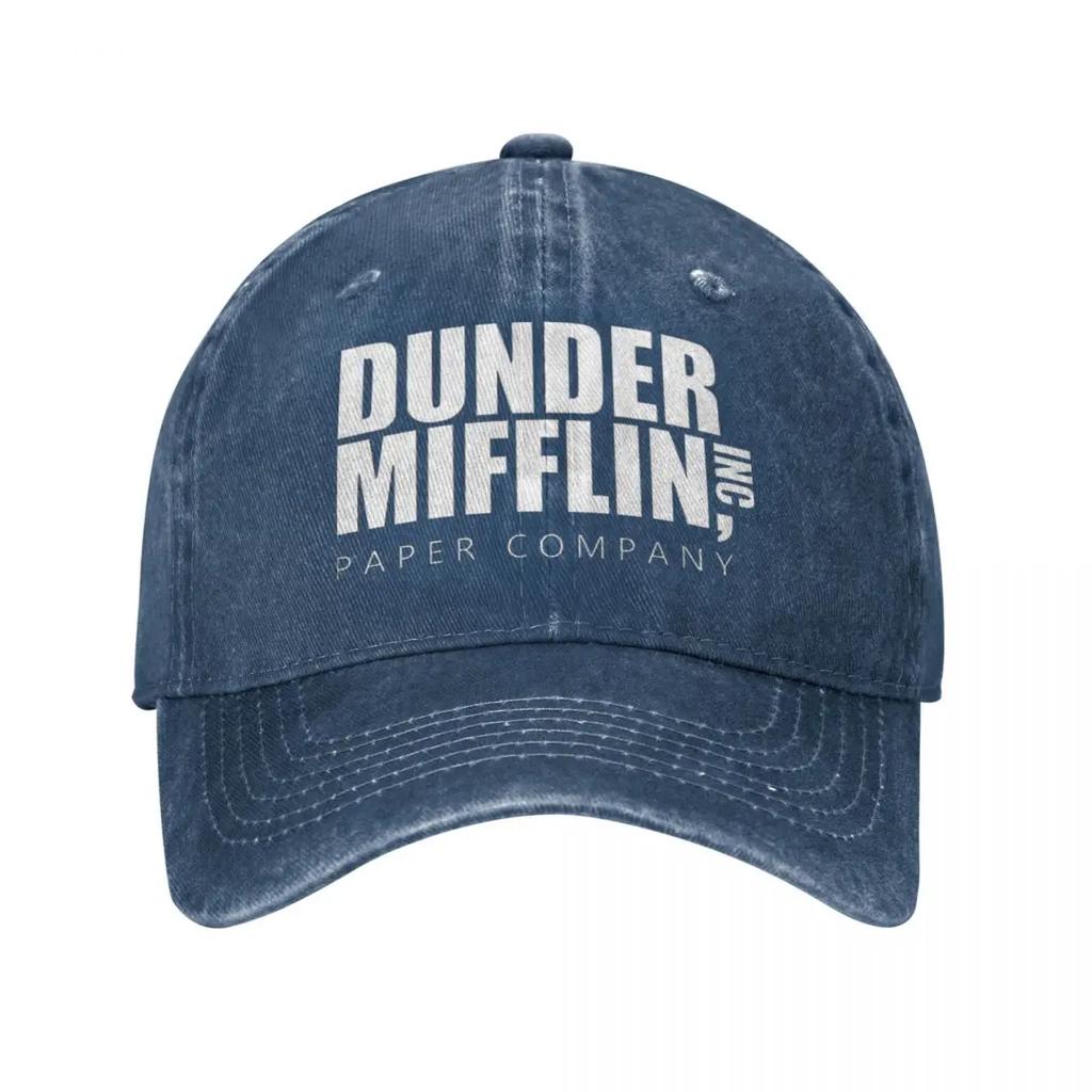 Classic Dunder Mifflin Logo Baseball Caps Men Women Distressed Denim Washed Sun Cap The Office Travel Adjustable Hats Cap